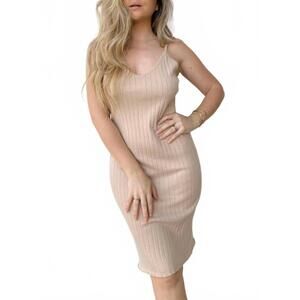 NEW W. CASHMERE gena ribbed midi dress in pale pink